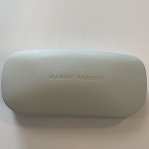 Warby Parker eye / sunglasses case white with bright blue interior